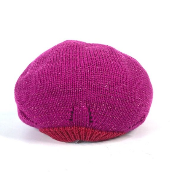 MIUMIU Glitter Bicolor Hat knit hat beret polyester / wool Pink Based/Red main image 2